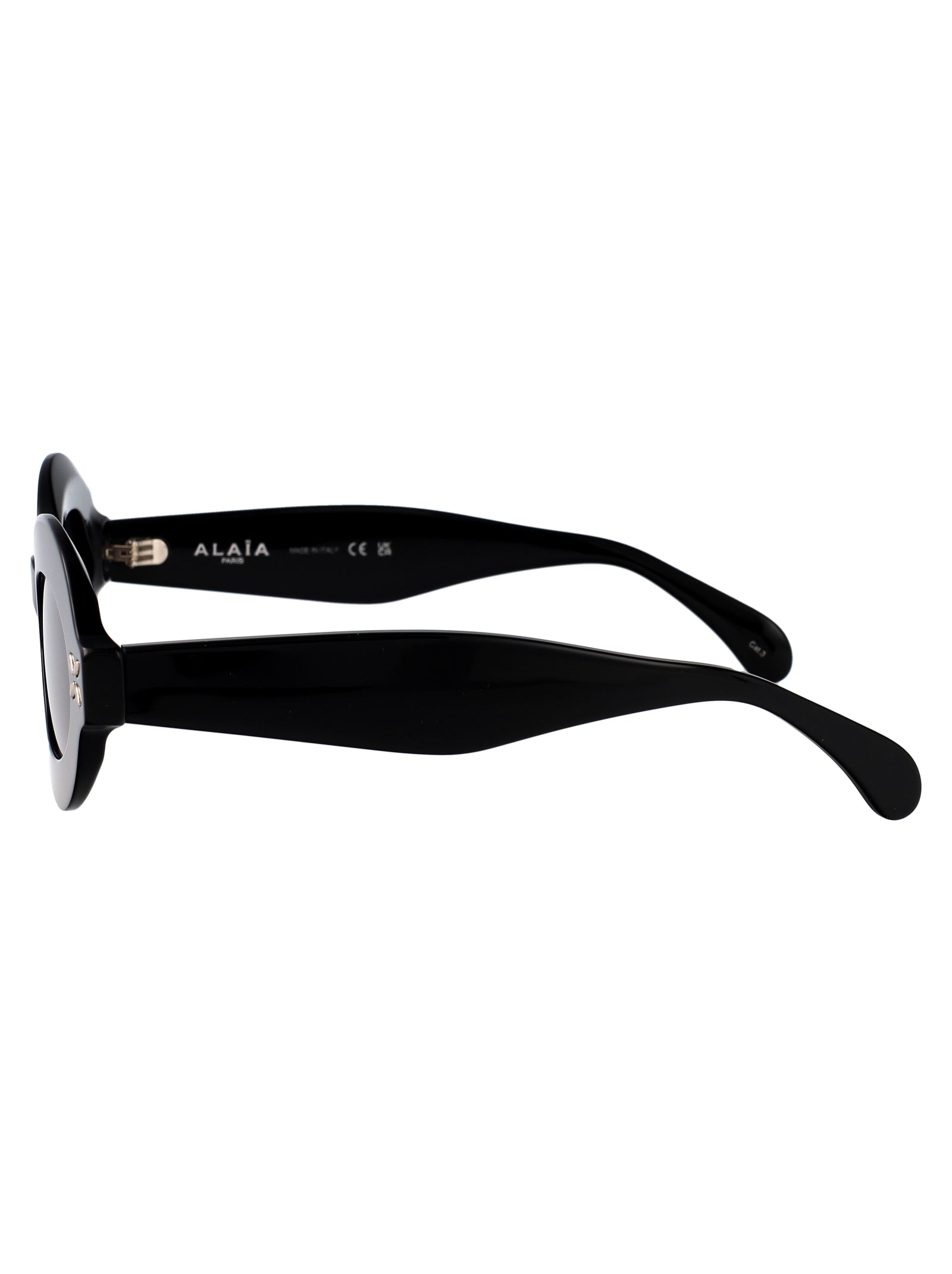 Alaïa AA0059S sunglasses side view in black-black-grey acetate